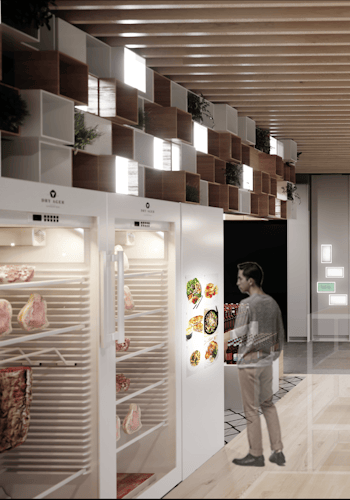 Studio Königshausen has crafted a retail design for Comma Supermarkets, a visionary new chain set to revolutionize the future of Chinese supermarkets. Located in Guangzhou, the store seamlessly blends technology and physical space to optimize efficiency, ultimately saving customers valuable time during their grocery shopping. 